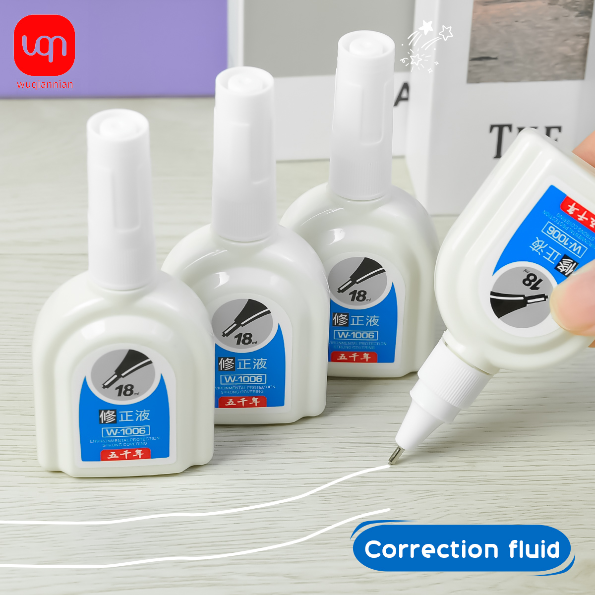 Correction Fluid White - WQN-1/3/6PCS Líquido corrector blanco simple 18